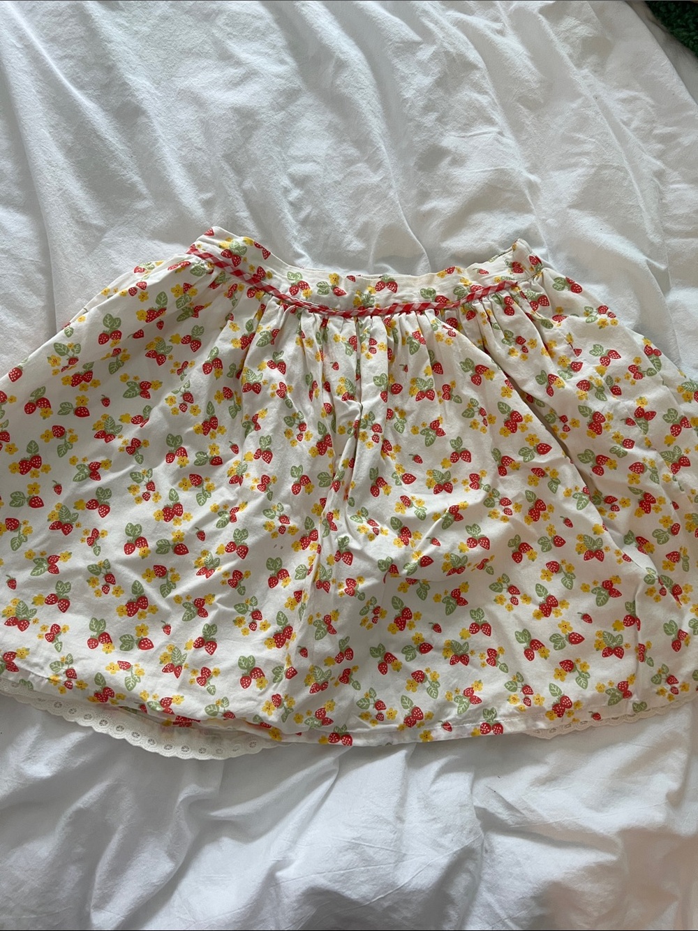 White Strawberry Print Women’s Skirt